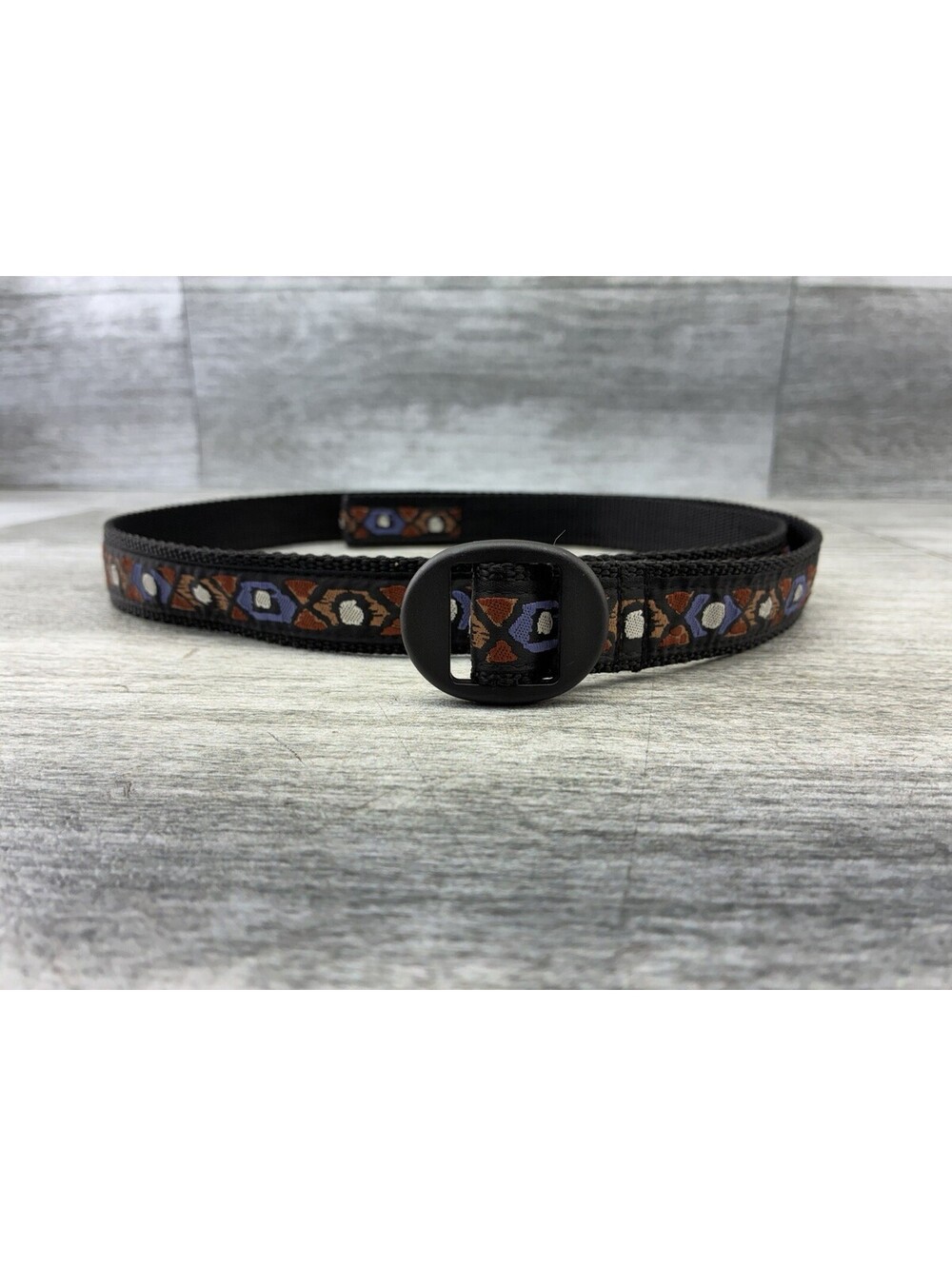 VTG Silverfoot Webbing Belt Southwestern Aztec Diamond Pattern Black Gorpcore